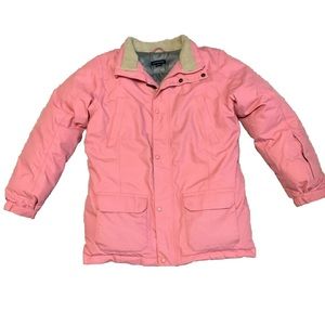 Lands End Pink Full Zip Goose down Jacket Girls Youth Size XL 18-20